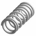 Black coiled metal rear shock spring for motorcycle suspension system.