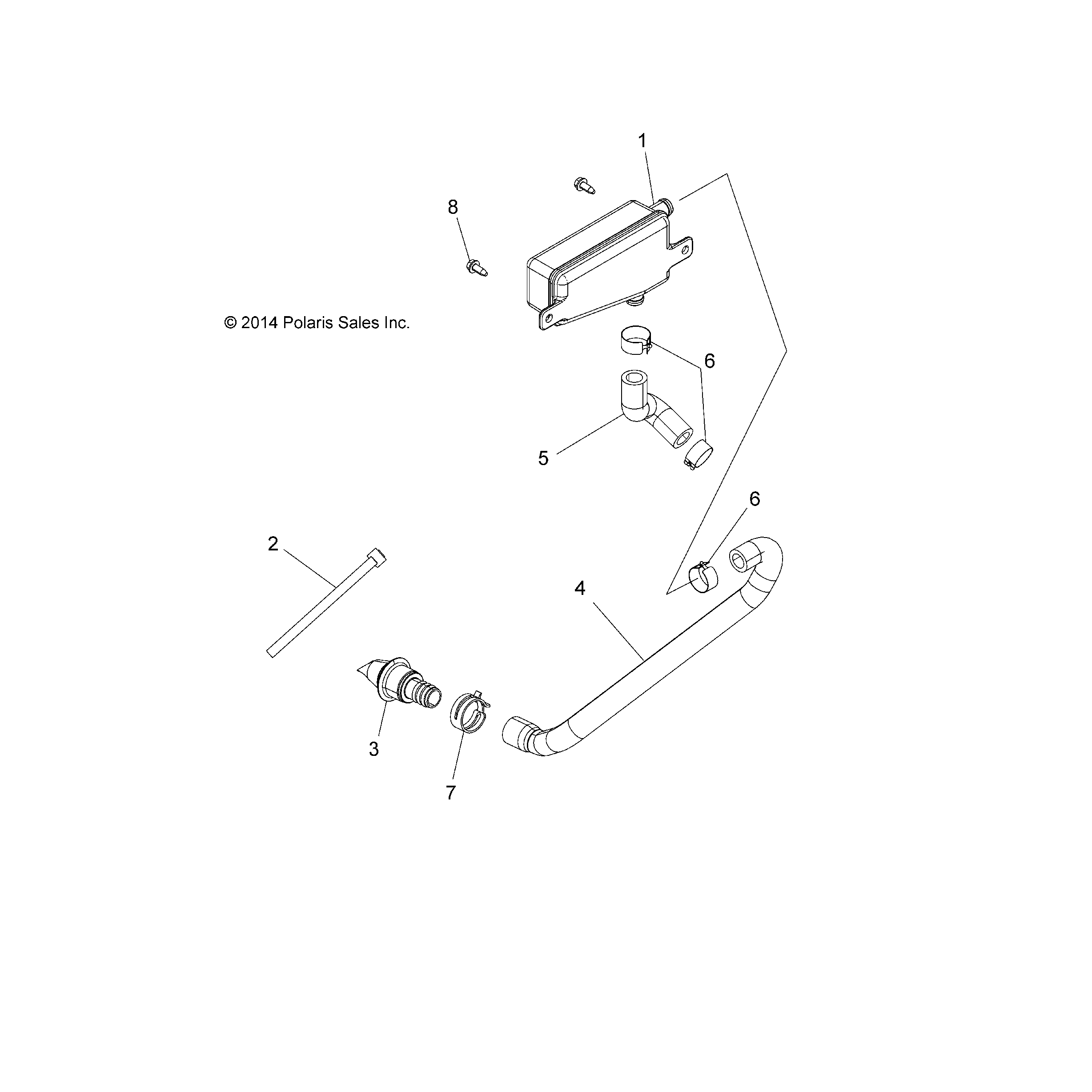 An Image of a Genuine Polaris Parts Schematic Diagram showing the schematic - ENGINE: BREATHER HOSE - 2016 POLARIS ACE 325 EFI
