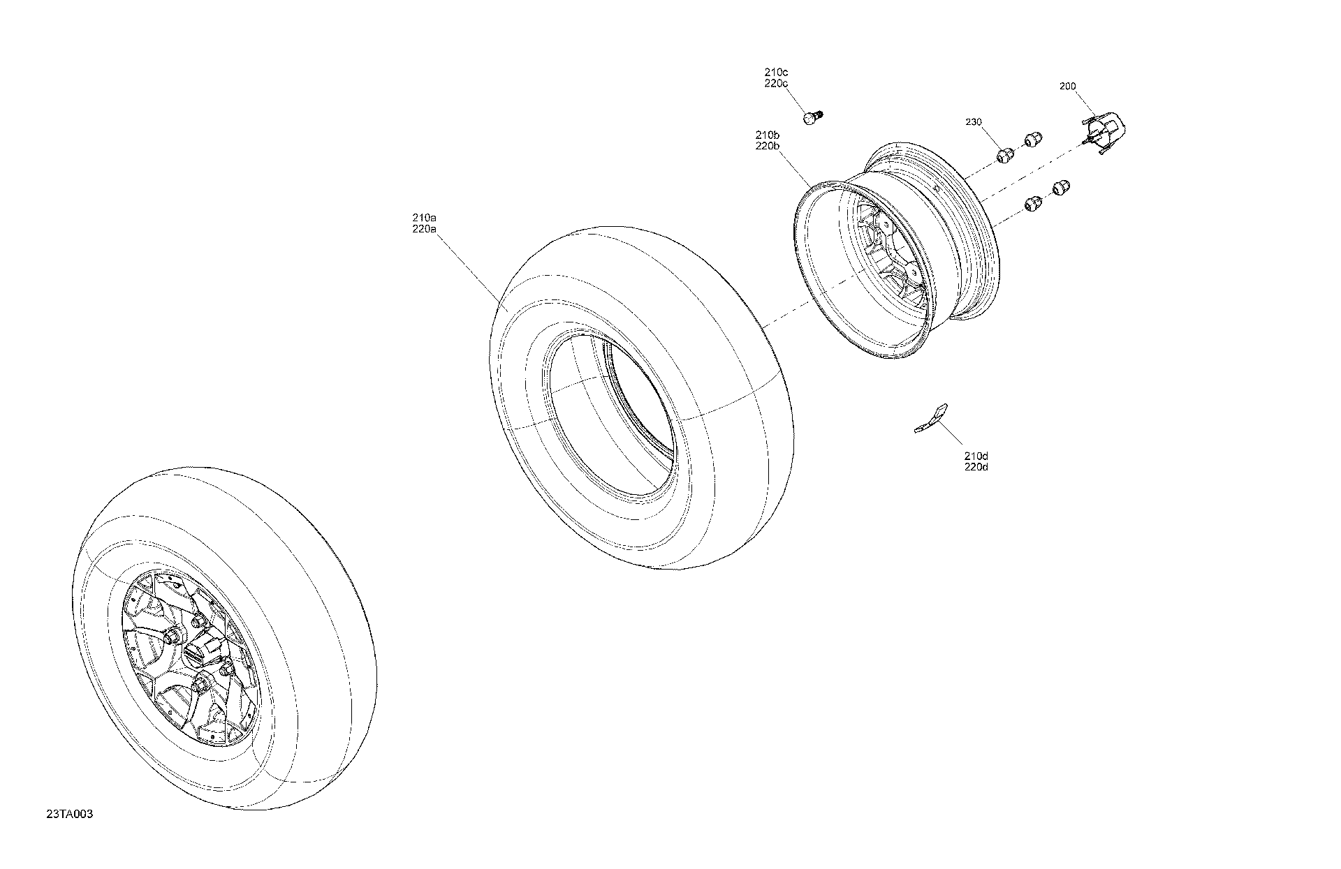 An Image of a Genuine Can-Am Parts Schematic Diagram showing the schematic - DRIVE - FRONT WHEELS - STD