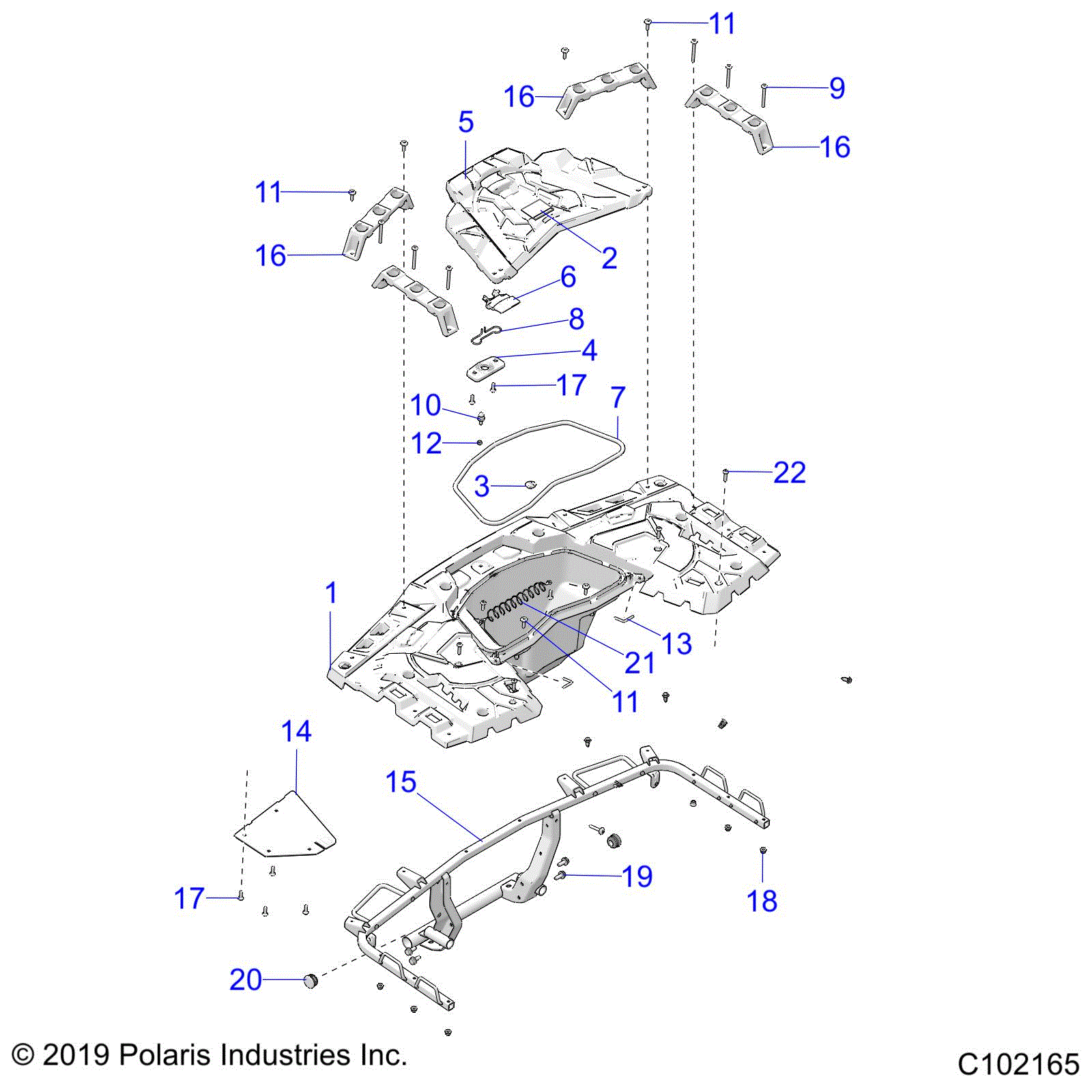 An Image of a Genuine Polaris Parts Schematic Diagram showing the schematic - BODY: REAR RACK - 2024 POLARIS SPORTSMAN XP 1000 48" LE RIDE COMMAND