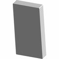 Rectangular silver metal wheel balance weight with angled side edges.