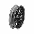 16-inch black cast rear motorcycle wheel with multi-spoke design and central hub mount.