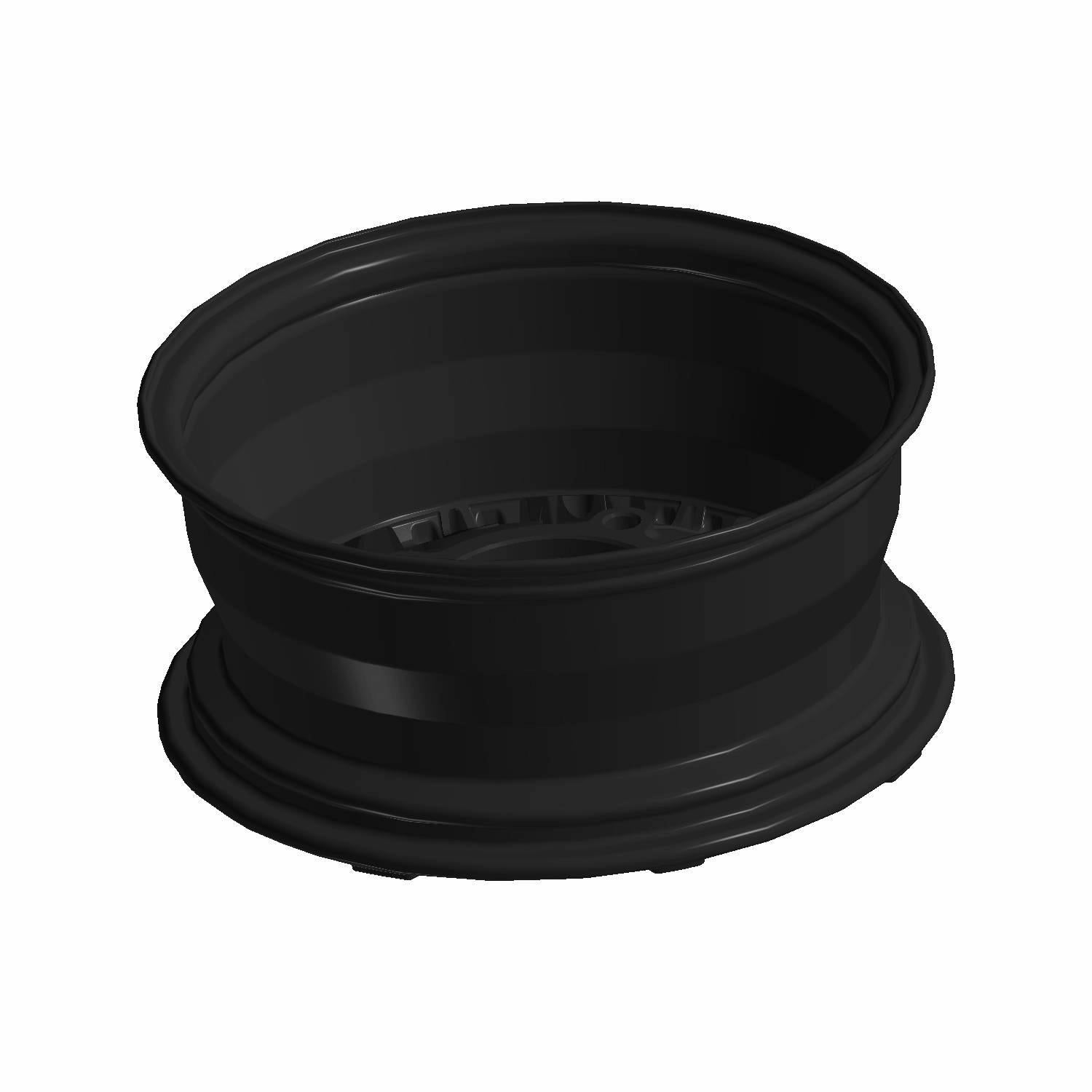 Matte black front wheel rim with a deep dish design for Polaris offroad vehicles.