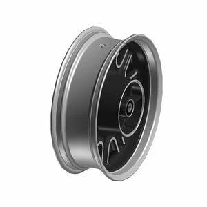 Black cast aluminum rear motorcycle wheel with a deep rim and a central hub design.