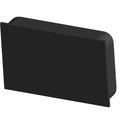 Small black rectangular wheel balance weight with a slightly curved back side.