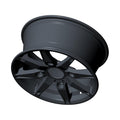 Matte black 15x7 cast alloy front rim with seven dual spokes and central hub hole.