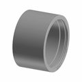 Gray cylindrical metal one way clutch with smooth surface and inner ribbed section.