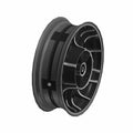 Black cast rear wheel with 16x5.0 size and multi-spoke design for motorcycle use.