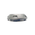 Silver metallic Polaris hub cap with a circular, slightly domed shape and recessed accents.