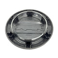 Black circular plastic rim cap with clips on the back for secure fitment.