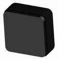 Small black rectangular wheel balance weight with smooth, matte finish and rounded edges.