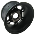 Matte black 14x8 rear wheel with 31.0 offset, designed for Polaris Ranger models, featuring multiple mounting holes and.