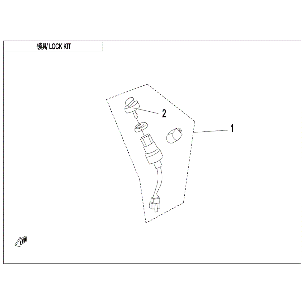 An Image of a genuine CFMOTO Parts Schematic Diagram showing the group - LOCK KIT - 2022 CFMOTO CFORCE 400