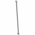 Silver metal radius rod with spherical rod ends on both sides, slim cylindrical shape.