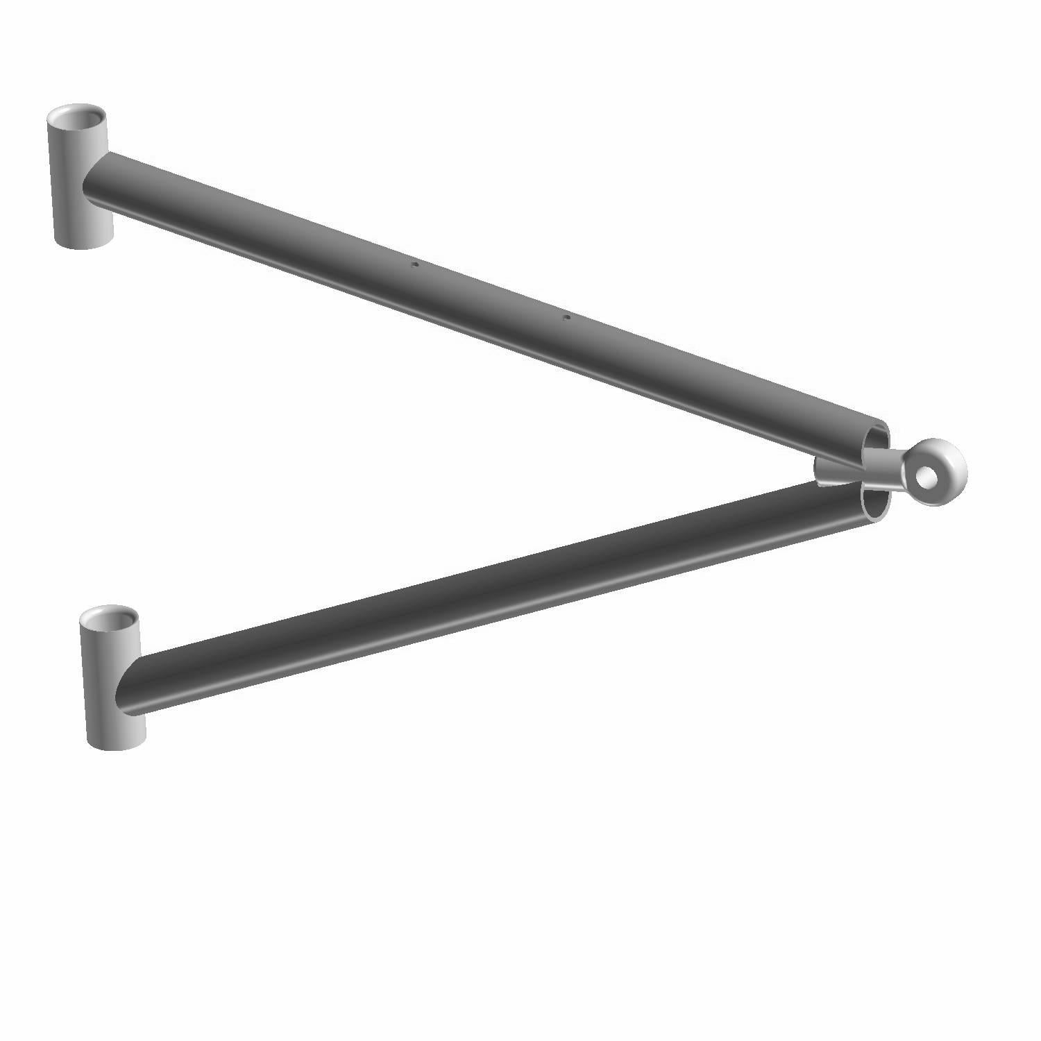 Matte black metal A-arm suspension component with cylindrical connectors for Polaris UTV.