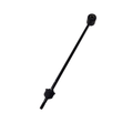 A black metal Linkage Assembly, Stabalizer Ba by Polaris for automotive suspension, featuring bushings and threaded ends. Perfect for those needing high-quality Polaris UTV parts. Isolated on a white background.