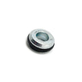 Silver metal sealed pivot cap with black rubber gasket ring.