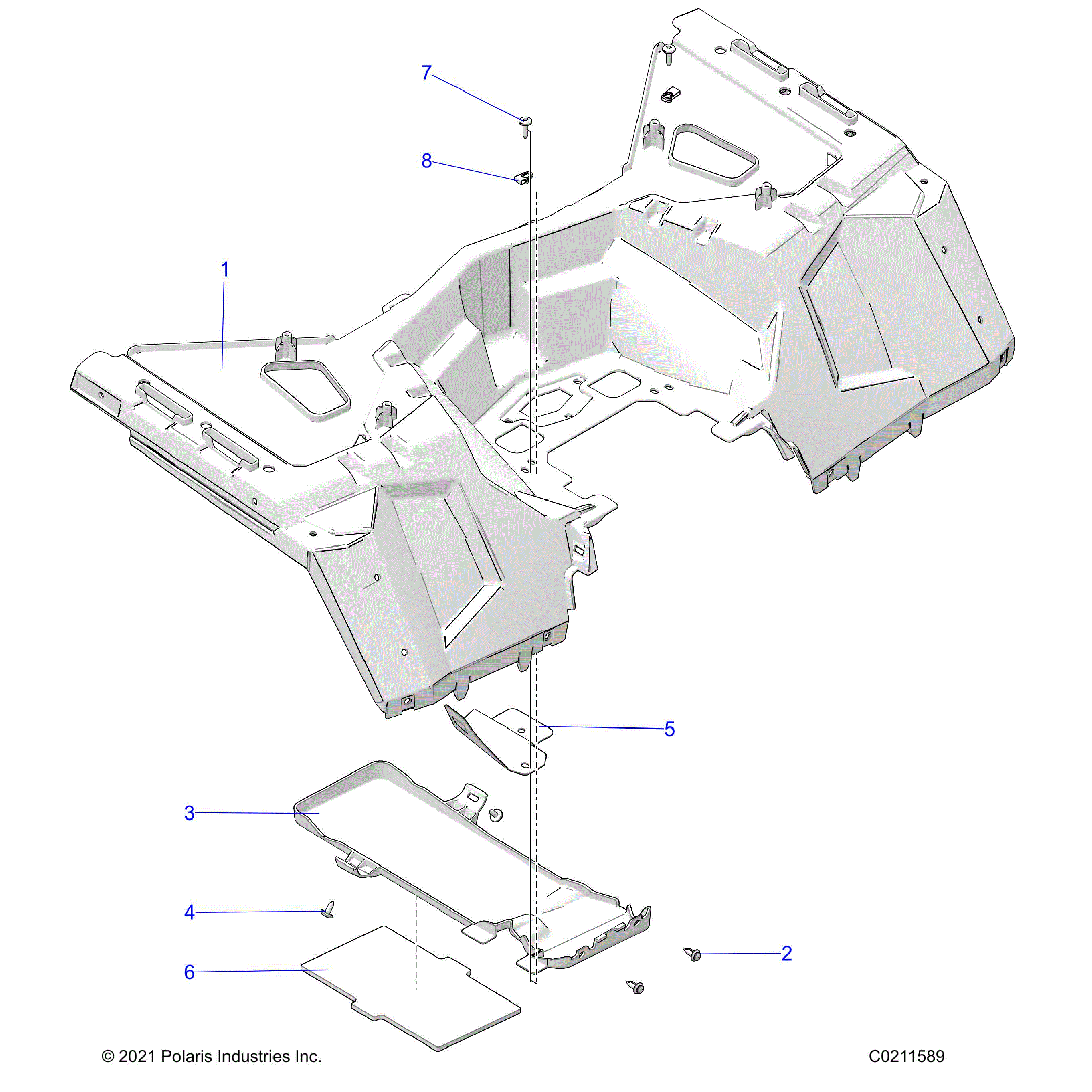 An Image of a Genuine Polaris Parts Schematic Diagram showing the schematic - BODY: REAR CAB - 2024 POLARIS SPORTSMAN XP 1000 55" 49S