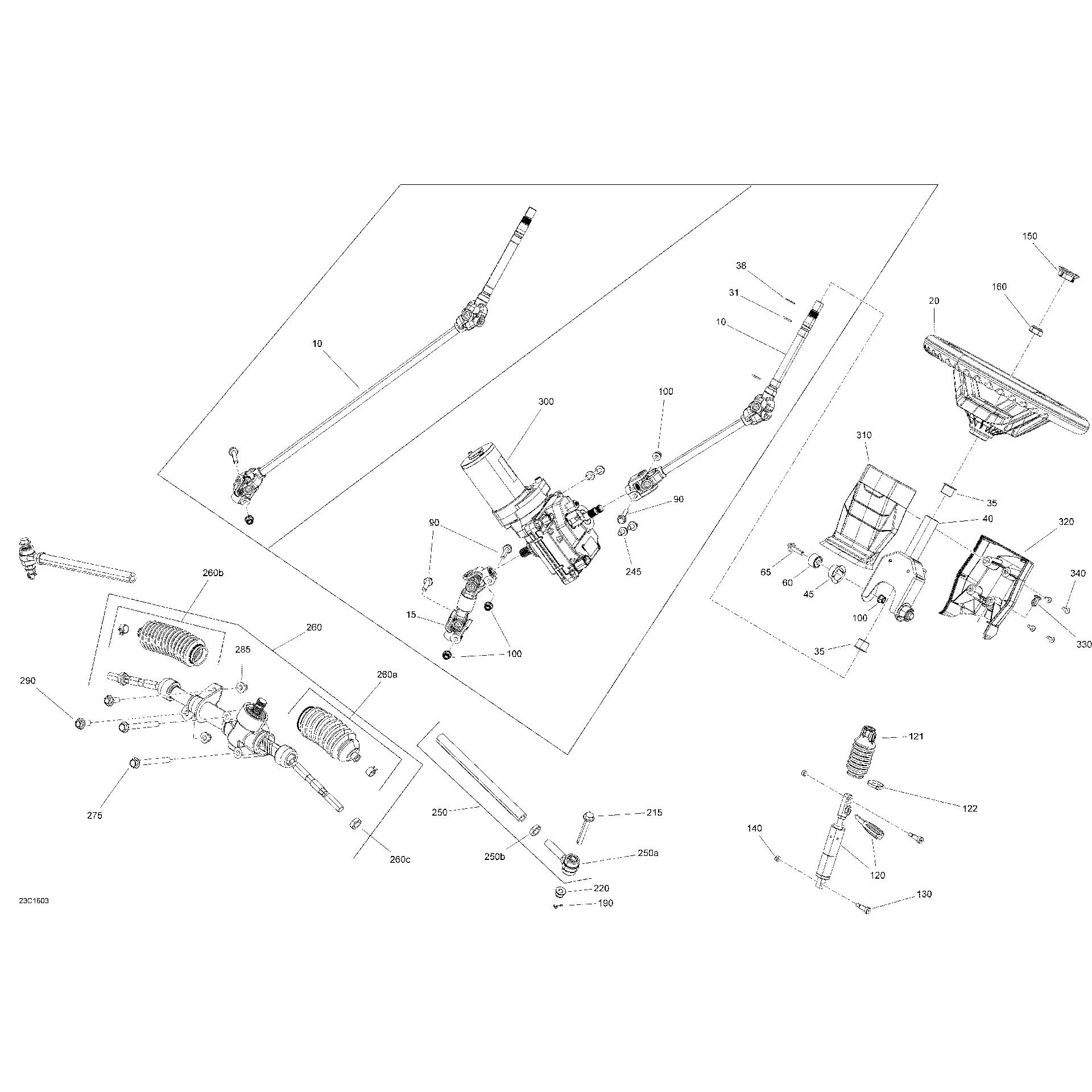 An Image of a Genuine Can-Am Parts Schematic Diagram showing the schematic - STEERING