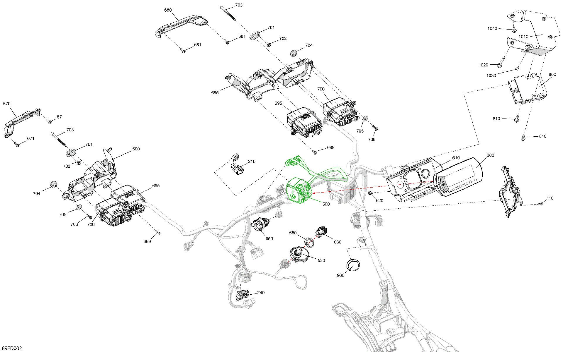 An Image of a Genuine Can-Am Parts Schematic Diagram showing the schematic - ELECTRIC - FRONT SECTION