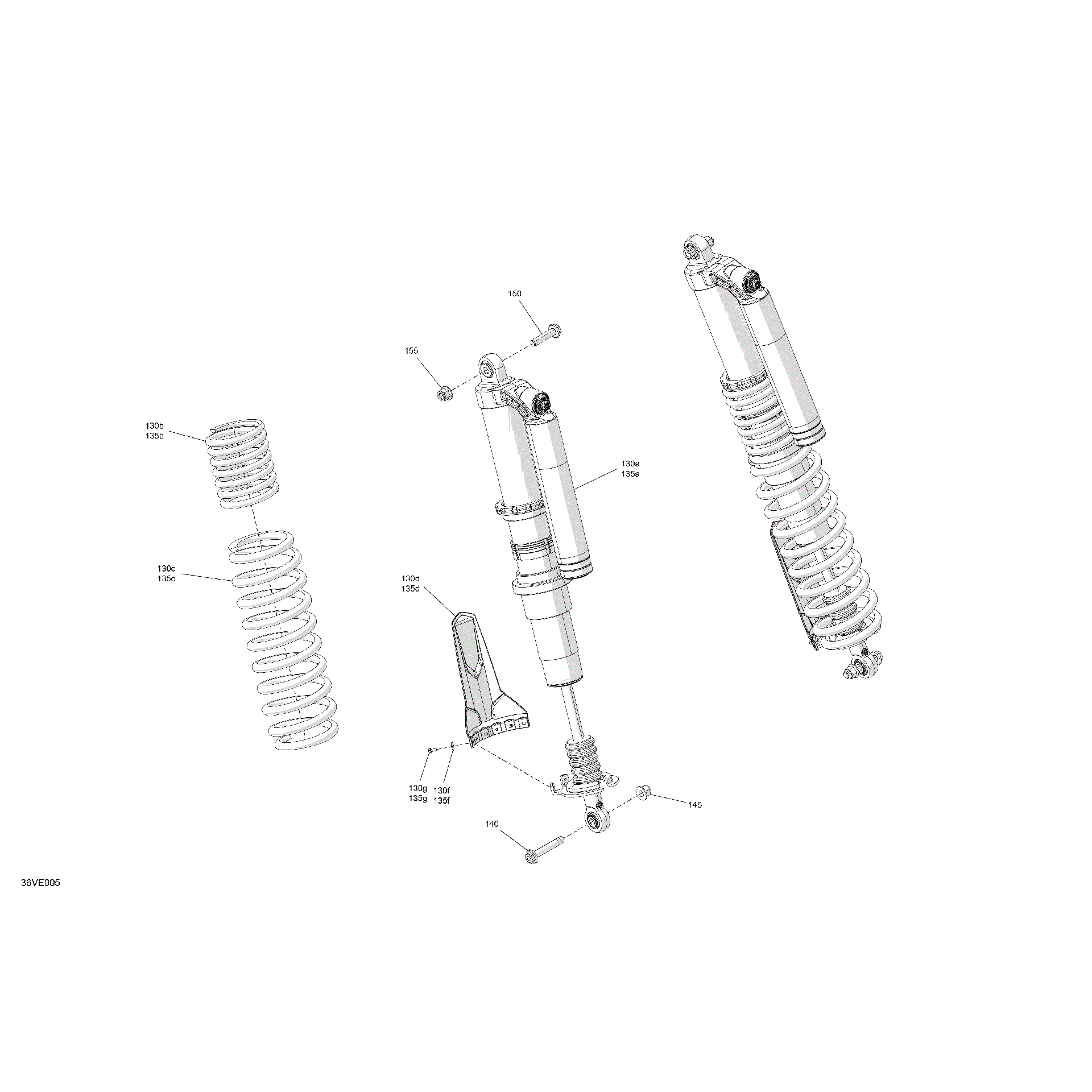 An Image of a Genuine Can-Am Parts Schematic Diagram showing the schematic - SUSPENSION - REAR SHOCKS