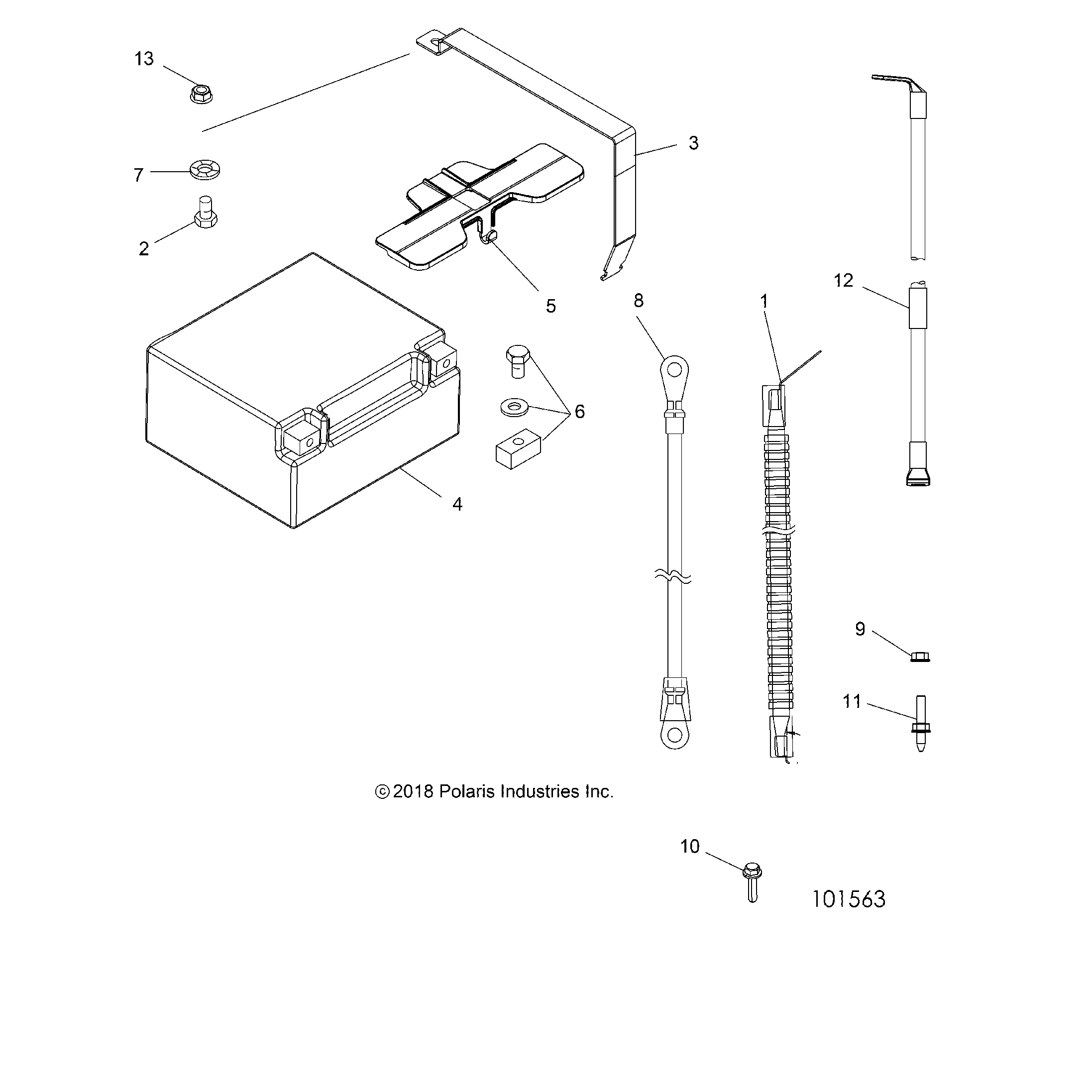 An Image of a Genuine Polaris Parts Schematic Diagram showing the schematic - ELECTRICAL: BATTERY - 2019 POLARIS SPORTSMAN TOURING XP 1000