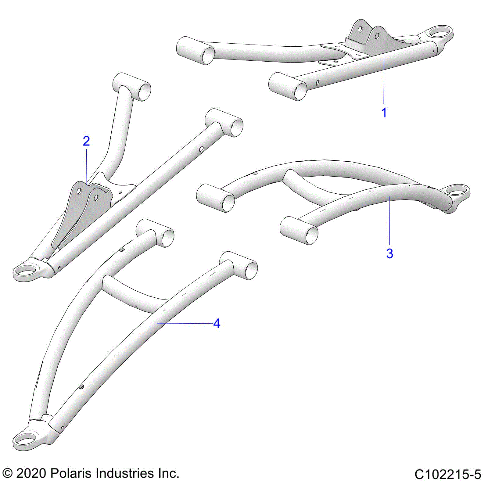 An Image of a Genuine Polaris Parts Schematic Diagram showing the schematic - SUSPENSION: FRONT A-ARMS - 2022 POLARIS SPORTSMAN 850 HIGH LIFTER