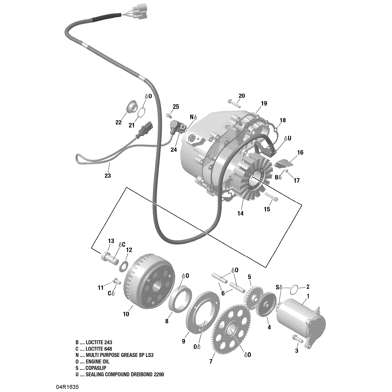 An Image of a Genuine Can-Am Parts Schematic Diagram showing the schematic - MAGNETO AND ELECTRIC STARTER - HD10