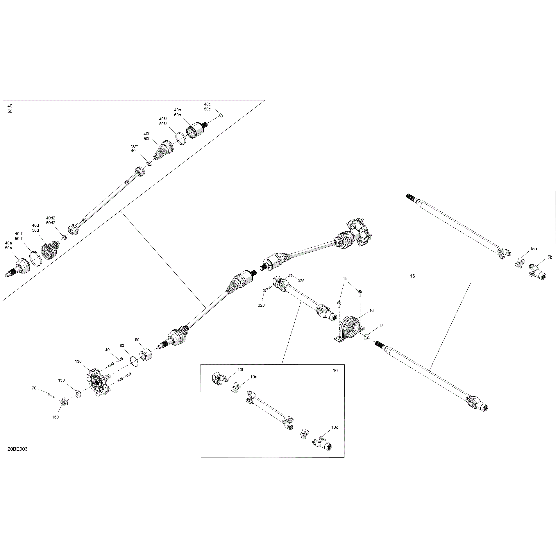 An Image of a Genuine Can-Am Parts Schematic Diagram showing the schematic - DRIVE - FRONT - COMMON PARTS