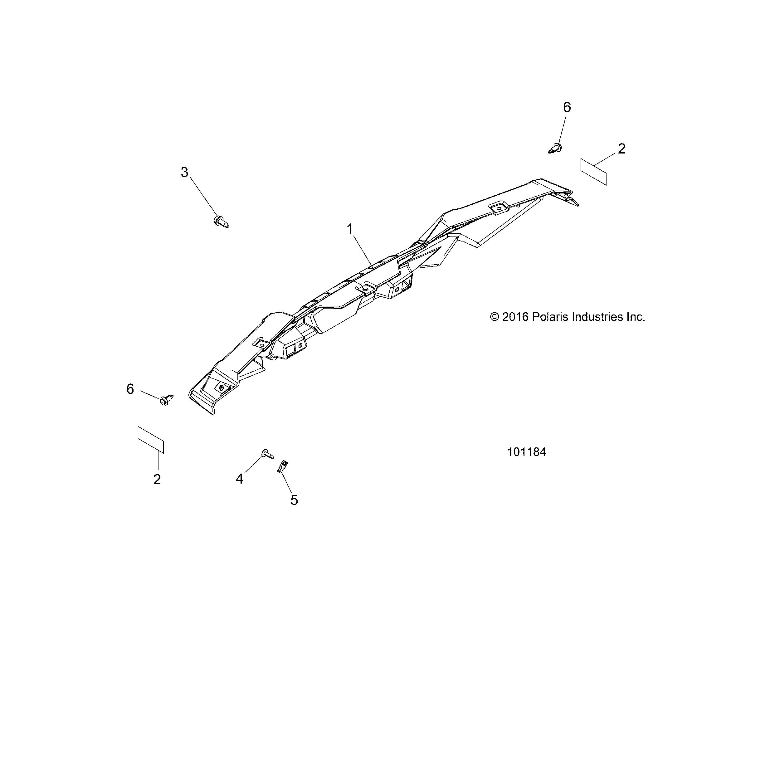 An Image of a Genuine Polaris Parts Schematic Diagram showing the schematic - BODY: BUMPER REAR - 2017 POLARIS ACE 570 EFI