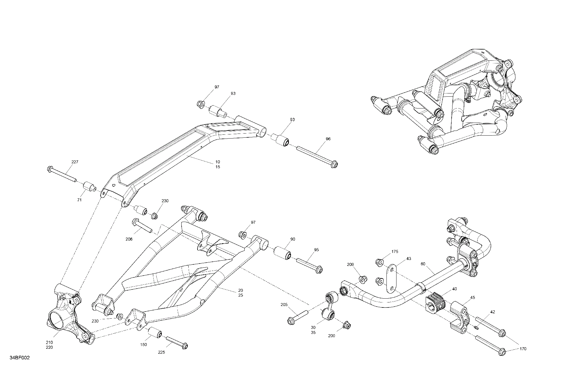 An Image of a Genuine Can-Am Parts Schematic Diagram showing the schematic - SUSPENSION - REAR COMPONENTS