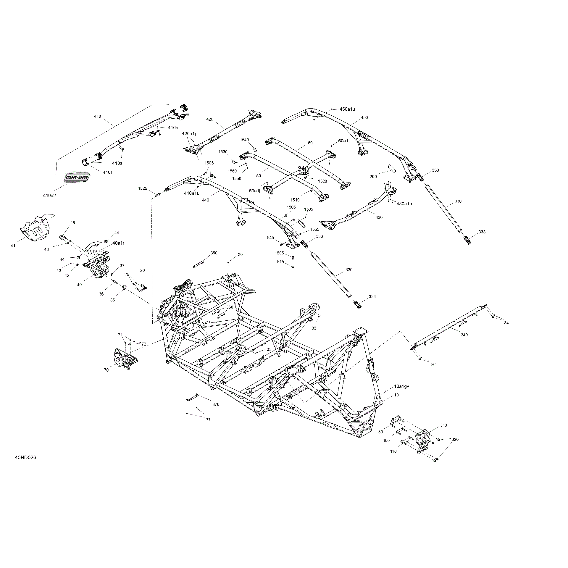 An Image of a Genuine Can-Am Parts Schematic Diagram showing the schematic - FRAME - SYSTEM