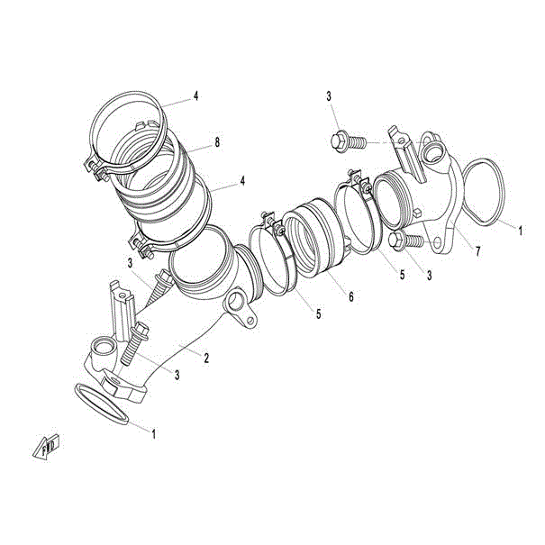 An Image of a Genuine CFMOTO Parts Schematic Diagram showing the schematic - INTAKE MANIFOLD ASSY. - 2015 CFMOTO UFORCE 800