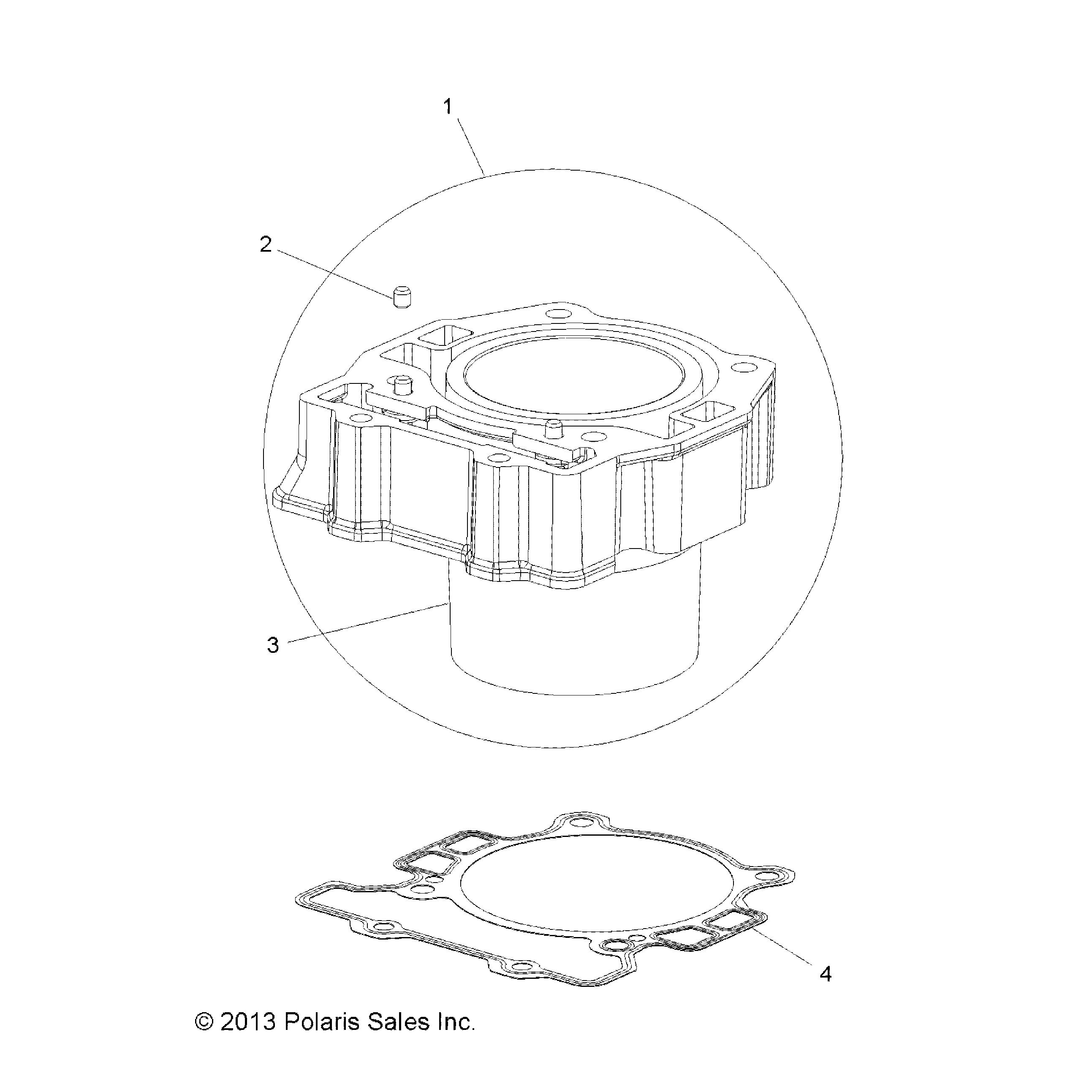 An Image of a Genuine Polaris Parts Schematic Diagram showing the schematic - ENGINE: CYLINDER - 2015 POLARIS SPORTSMAN ETX EFI