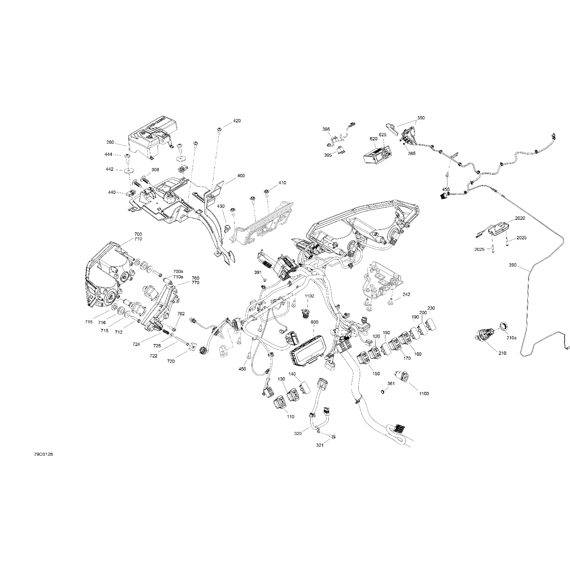 An Image of a Genuine Can-Am Parts Schematic Diagram showing the schematic - ELECTRIC - FRONT SECTION