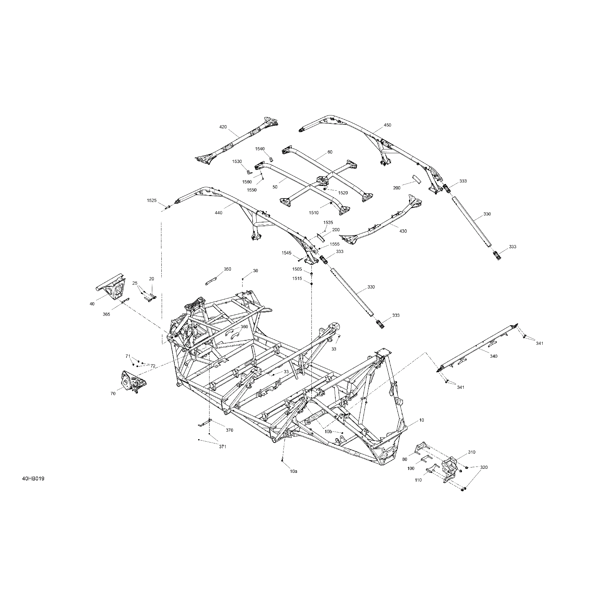 An Image of a Genuine Can-Am Parts Schematic Diagram showing the schematic - FRAME - SYSTEM