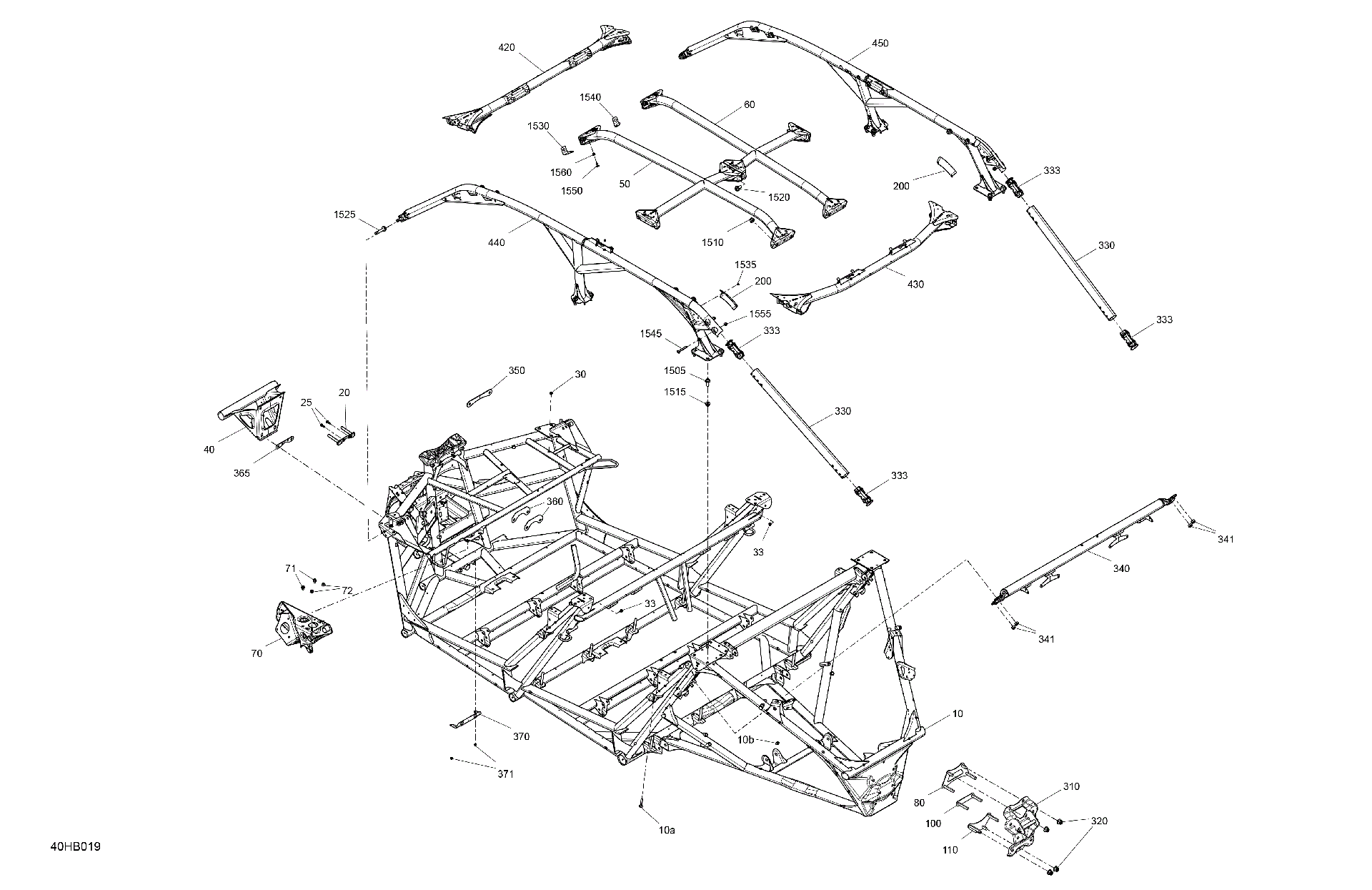 An Image of a Genuine Can-Am Parts Schematic Diagram showing the schematic - FRAME - SYSTEM