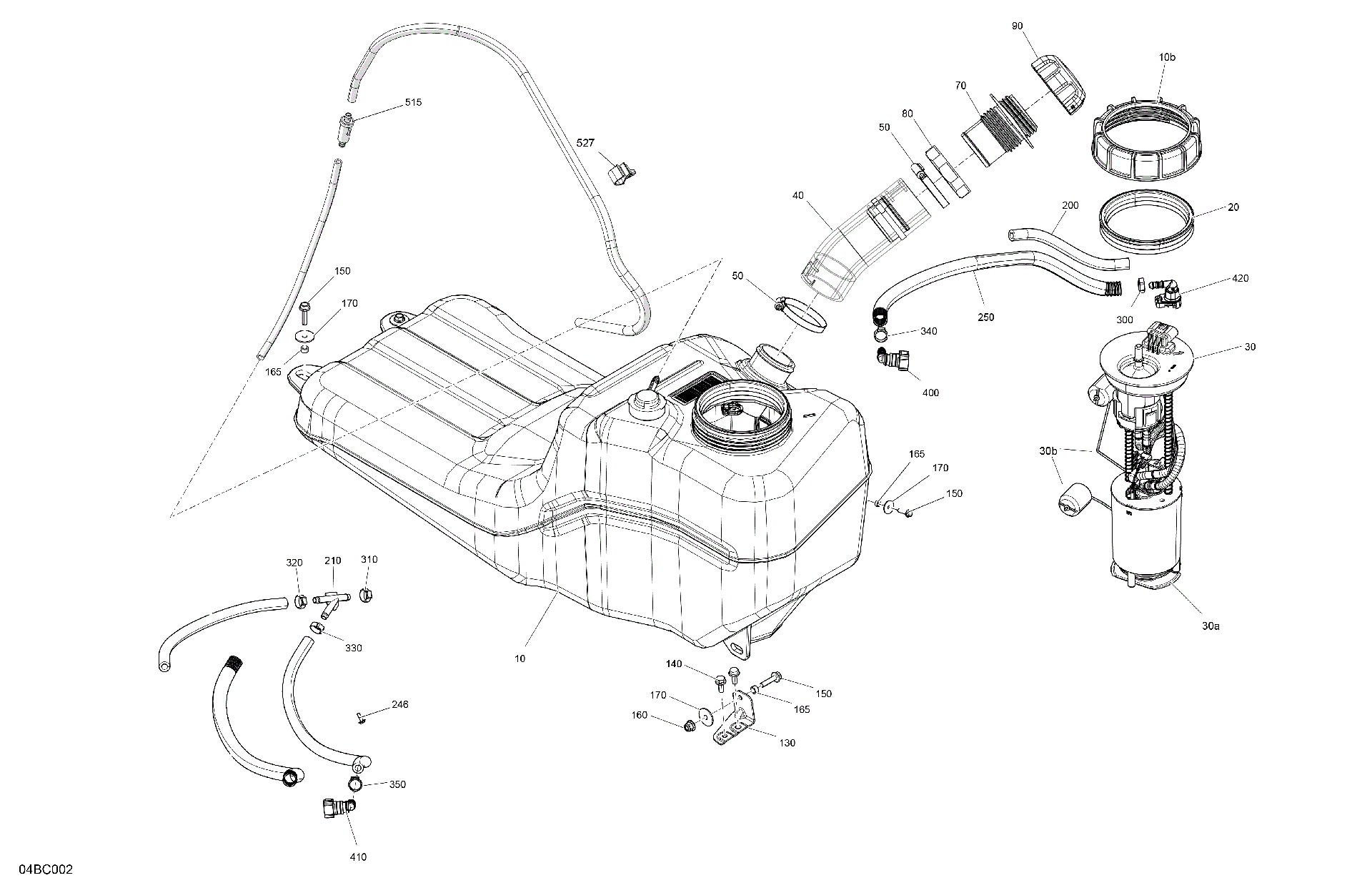 An Image of a Genuine Can-Am Parts Schematic Diagram showing the schematic - ENGINE - FUEL - NO EVAP