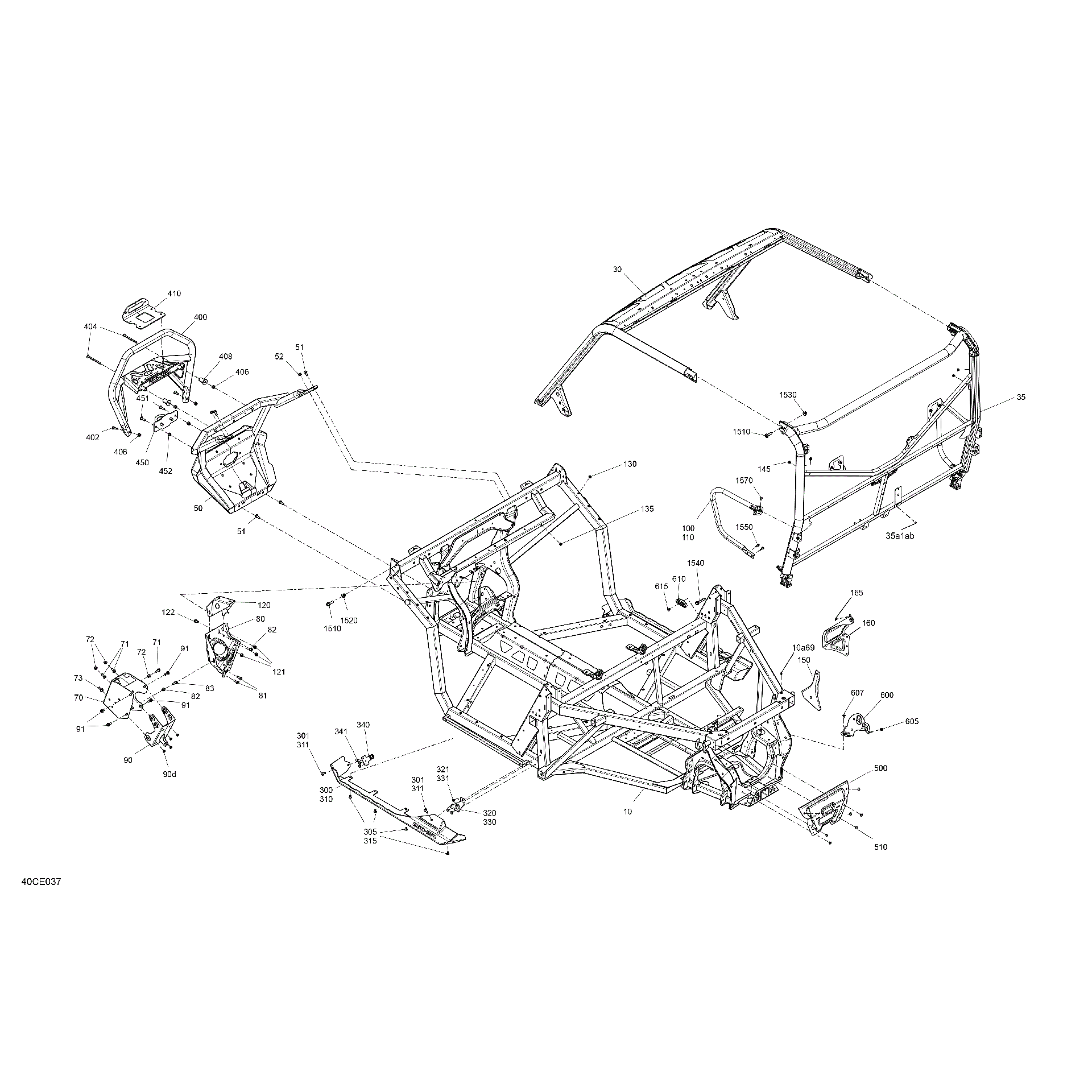 An Image of a Genuine Can-Am Parts Schematic Diagram showing the schematic - FRAME - SYSTEM