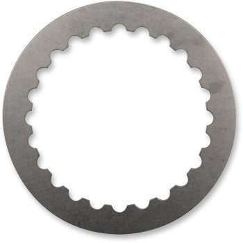 The Drive Plate by Barnett is a flat, circular metal plate with a smooth outer edge and scalloped inner edge featuring evenly spaced notches around the center, proudly made in the USA.