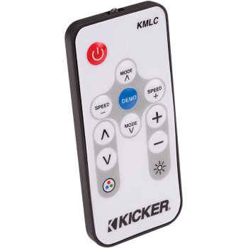 The LED Receiver Module by Kicker offers effortless LED lighting control with power, mode, speed, color, and brightness adjustment buttons. Its white face and black edges add style to your boating experience.