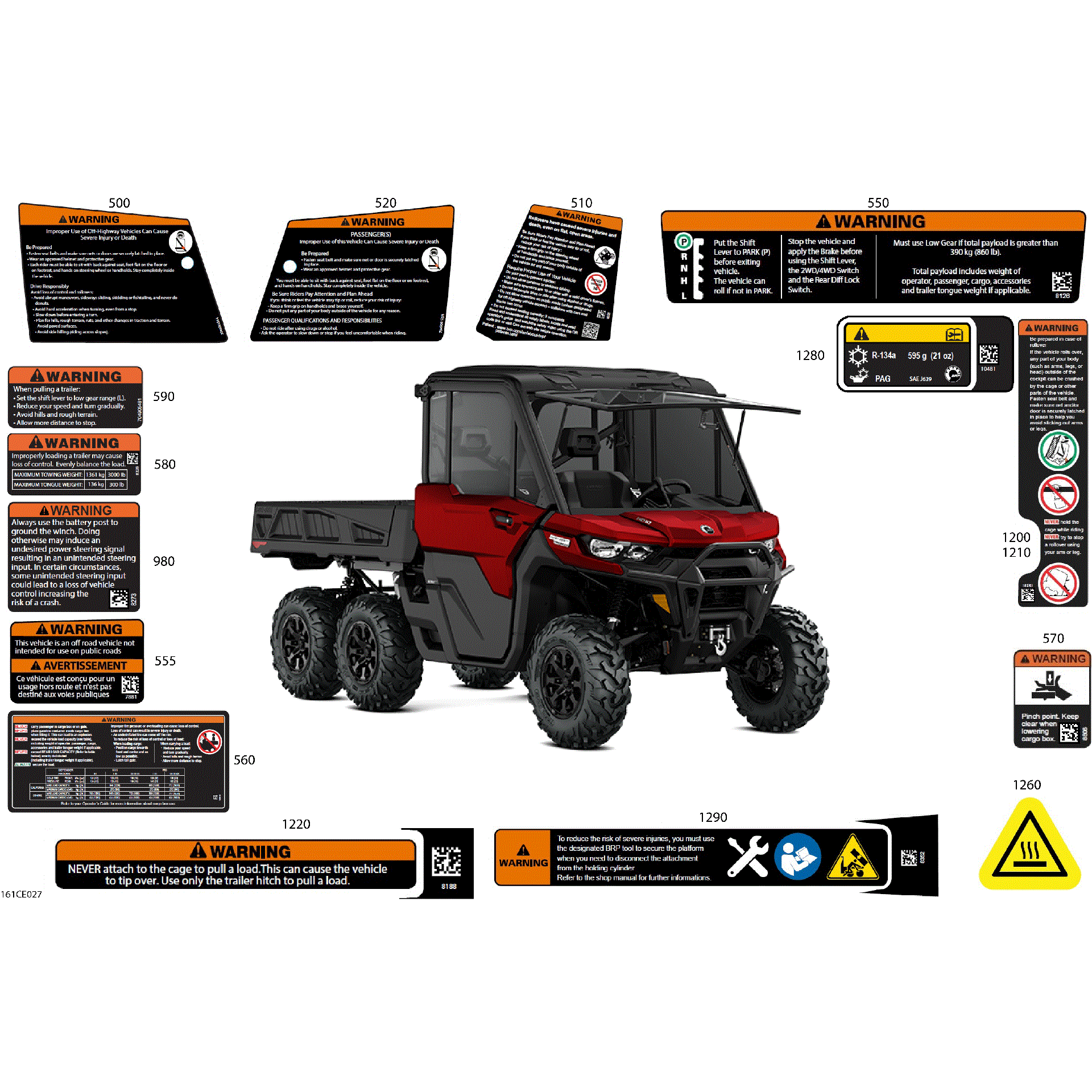 An Image of a Genuine Can-Am Parts Schematic Diagram showing the schematic - BODY - WARNING DECALS