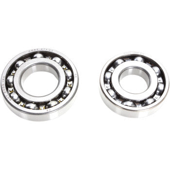 Two Honda Crankshaft Main Bearings by Hot Rods of different sizes, each with visible steel balls around the inner ring, are side by side on a white background—ideal for main bearing kits or Hot Rods crankshaft assemblies.