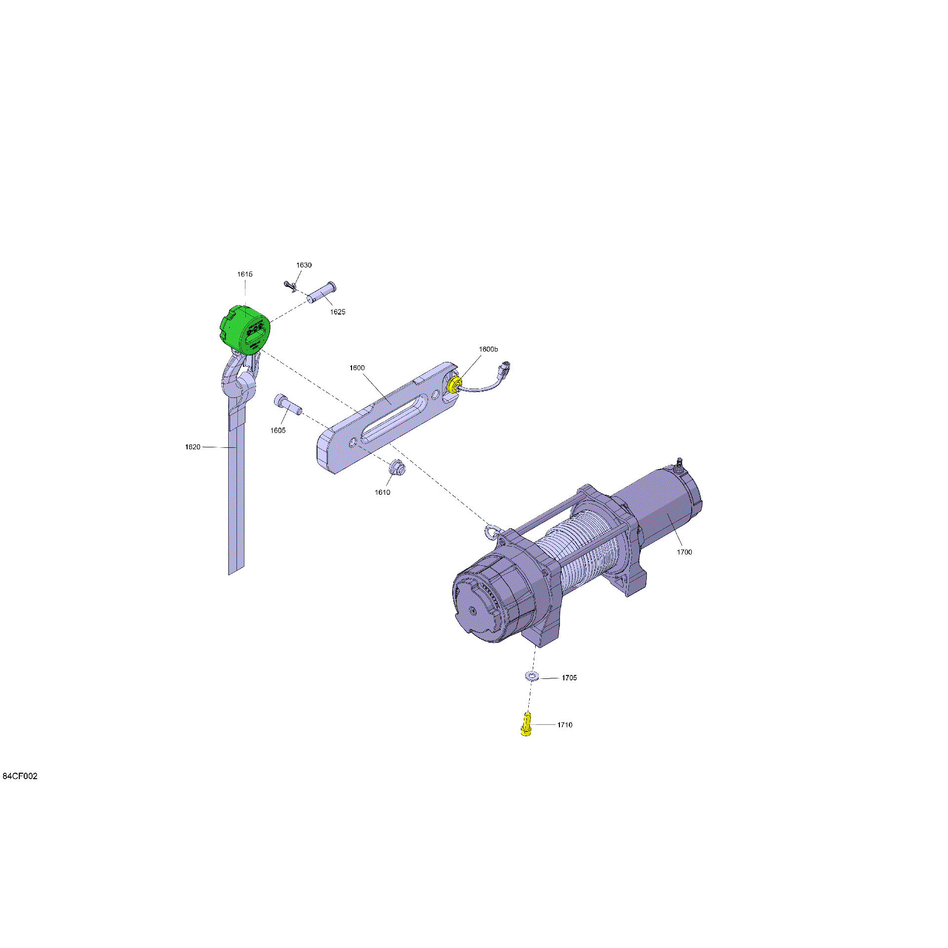 An Image of a Genuine Can-Am Parts Schematic Diagram showing the schematic - ELECTRIC - WINCH