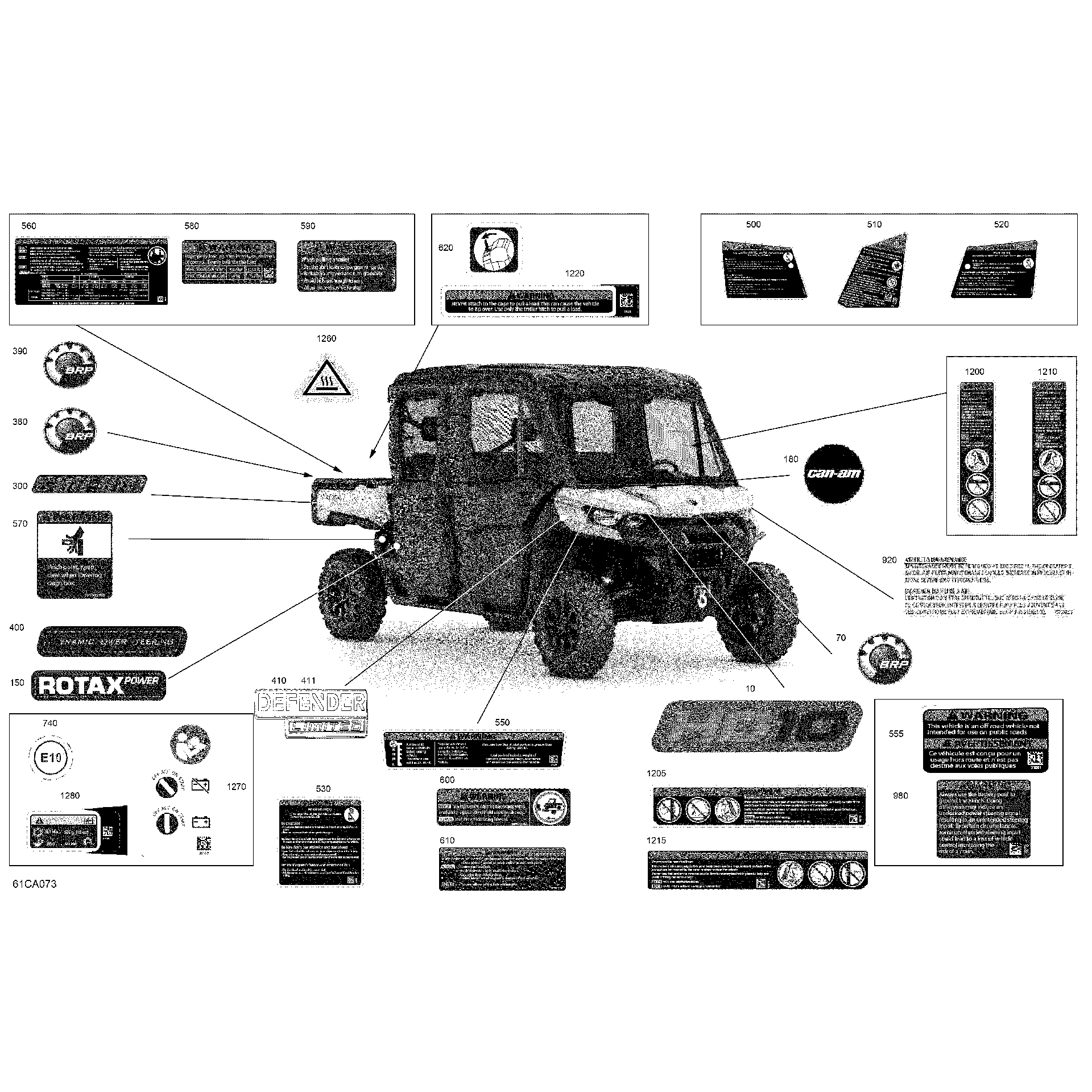 An Image of a Genuine Can-Am Parts Schematic Diagram showing the schematic - BODY - DECALS