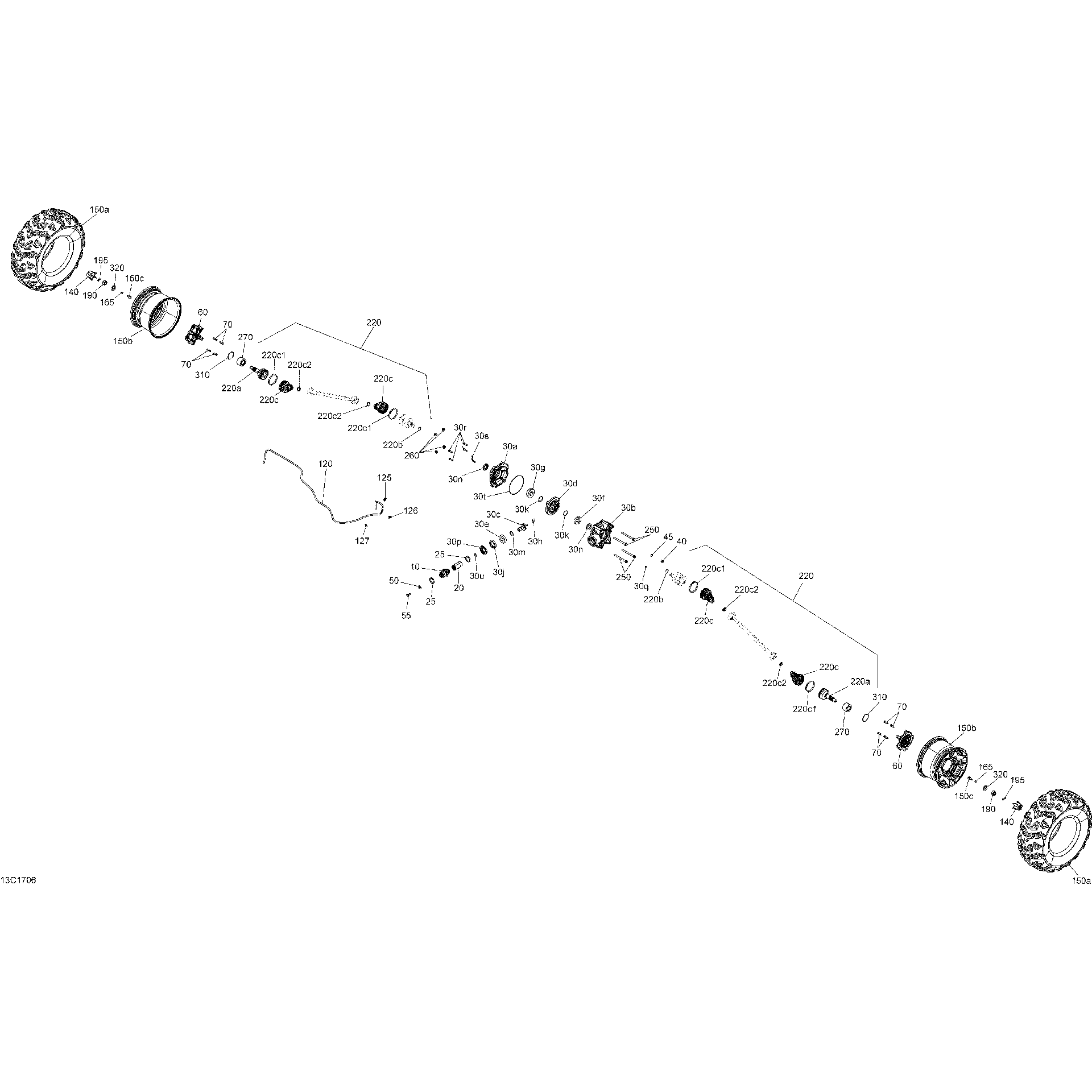 An Image of a Genuine Can-Am Parts Schematic Diagram showing the schematic - DRIVE SYSTEM REAR