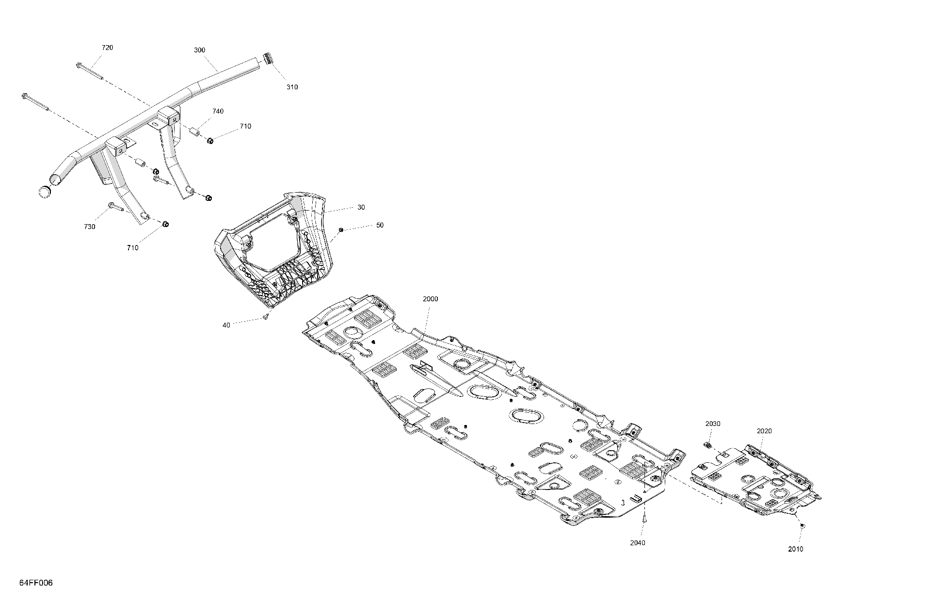An Image of a Genuine Can-Am Parts Schematic Diagram showing the schematic - BODY - SKID PLATE AND BUMPER