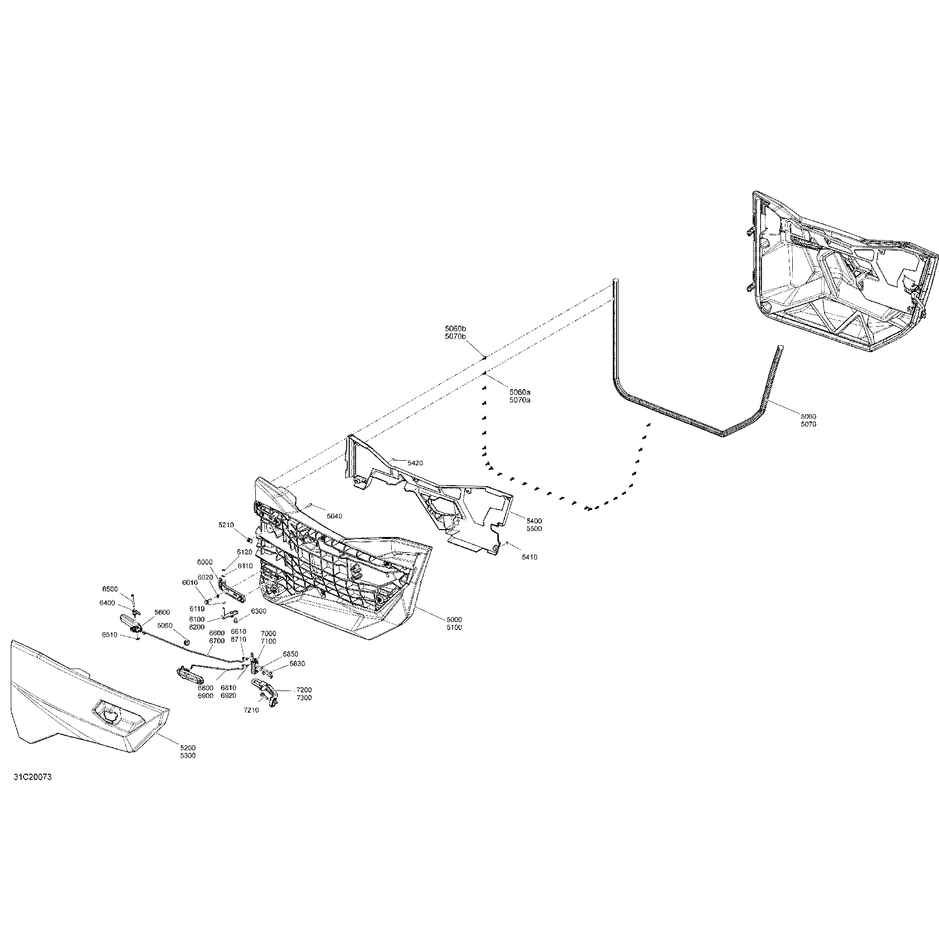 An Image of a Genuine Can-Am Parts Schematic Diagram showing the schematic - BODY - DOOR SECTION - RED