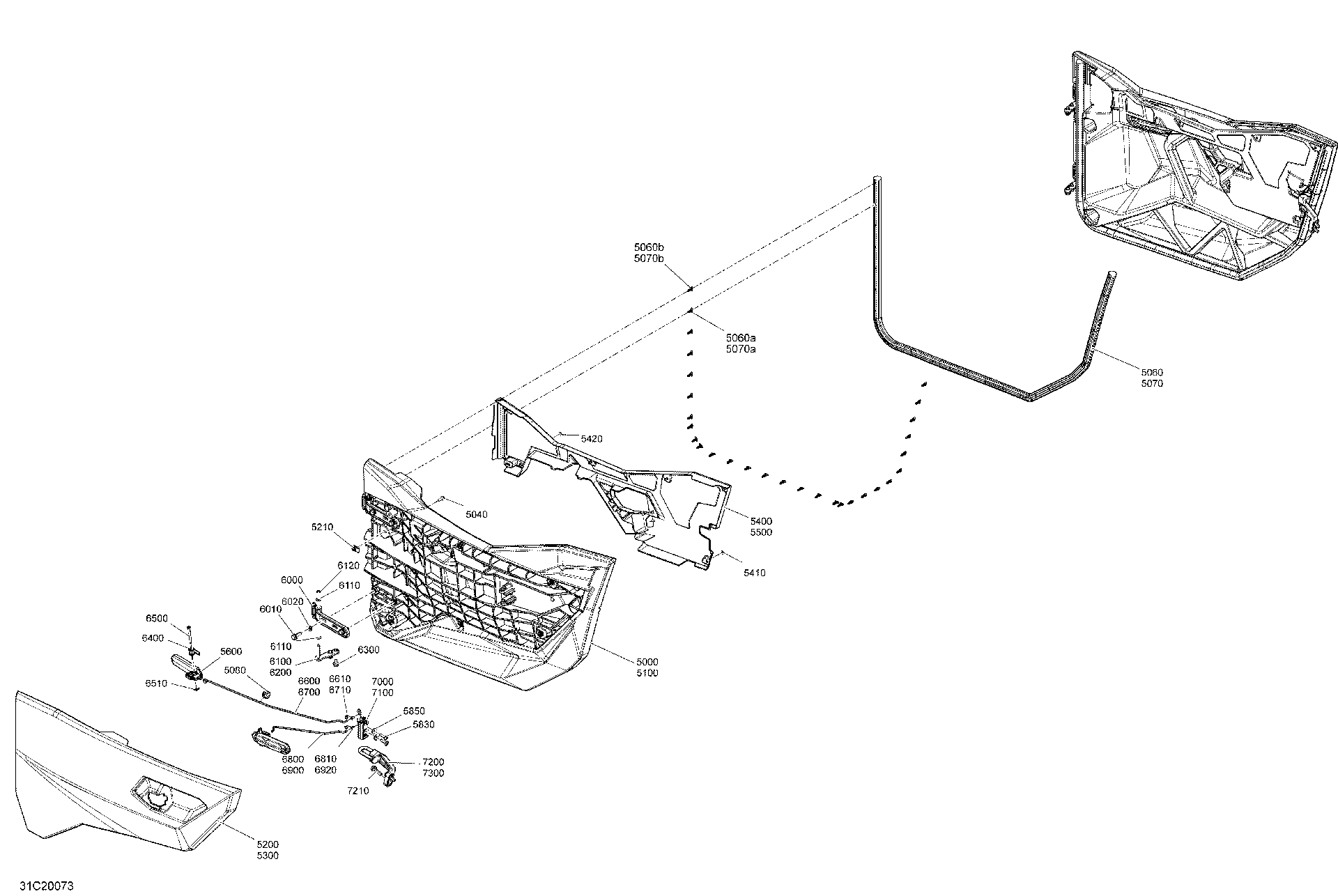 An Image of a Genuine Can-Am Parts Schematic Diagram showing the schematic - BODY - DOOR SECTION - RED