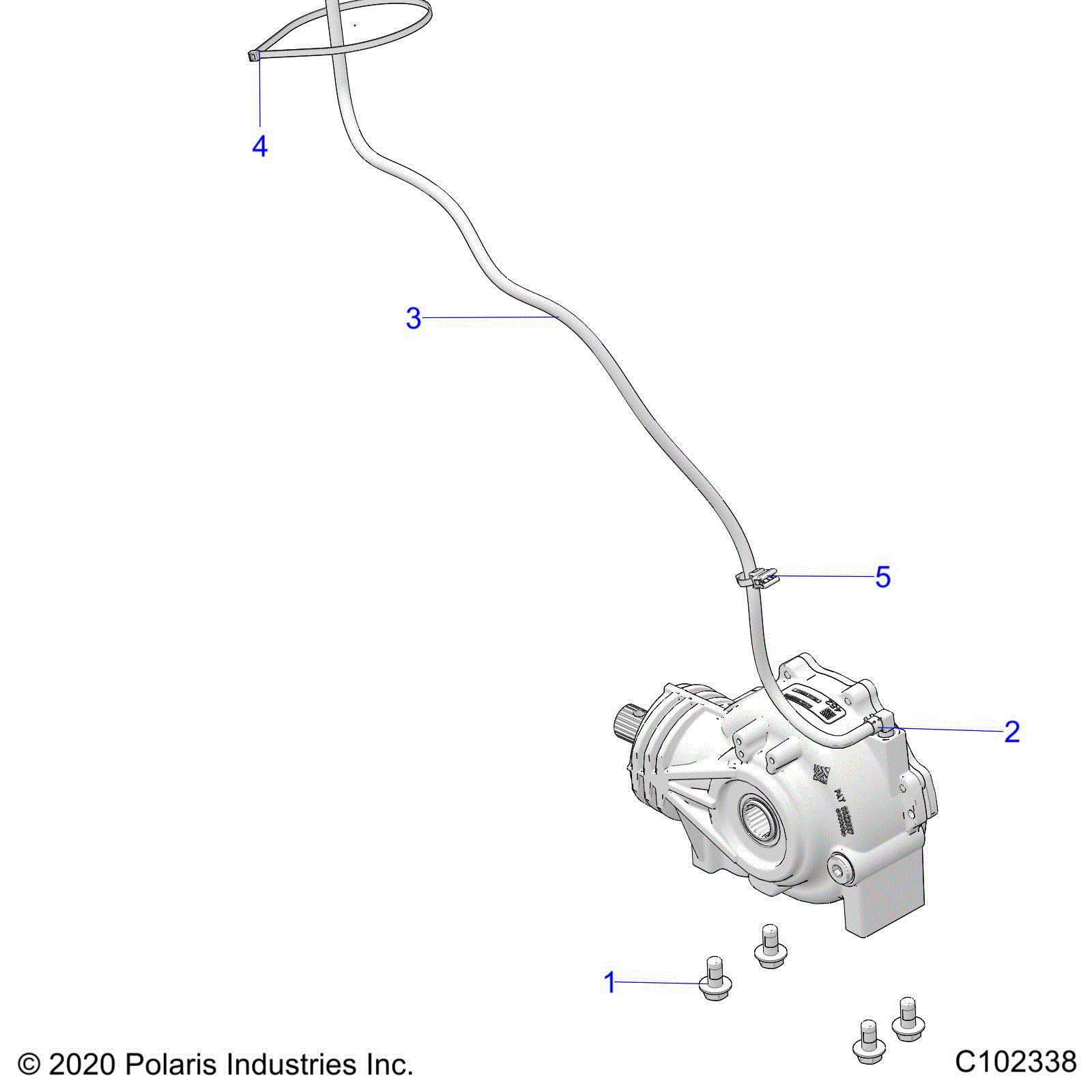 An Image of a Genuine Polaris Parts Schematic Diagram showing the schematic - DRIVE TRAIN: GEARCASE MOUNTING FRONT - 2024 POLARIS SCRAMBLER XP 1000 55" 49S
